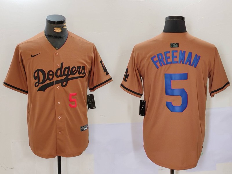Men Los Angeles Dodgers #5 Freeman army green joint name 2024 Nike MLB Jersey style 3->los angeles dodgers->MLB Jersey